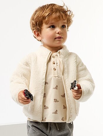 Gilet zippé effet moutonné
