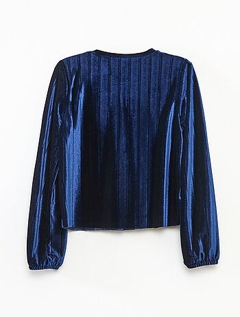 Haut en maille velvet côtelé avec nœud uni