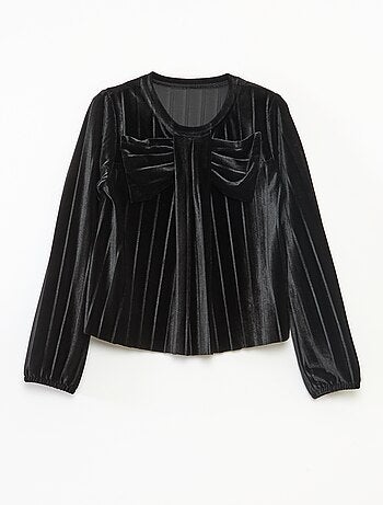 Haut en maille velvet côtelé avec nœud uni