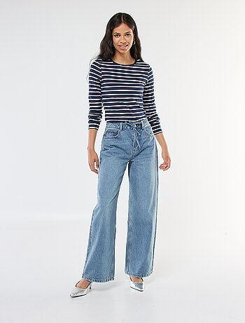 Jean coupe wide leg avec ceinture fine en jean