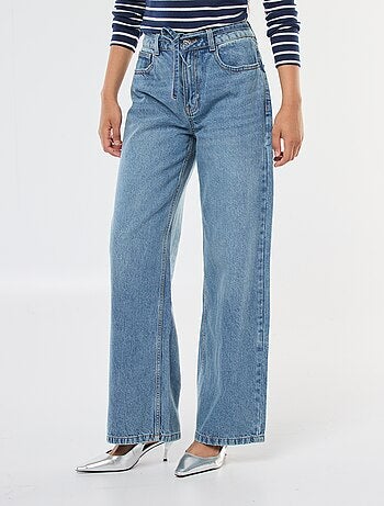 Jean coupe wide leg avec ceinture fine en jean