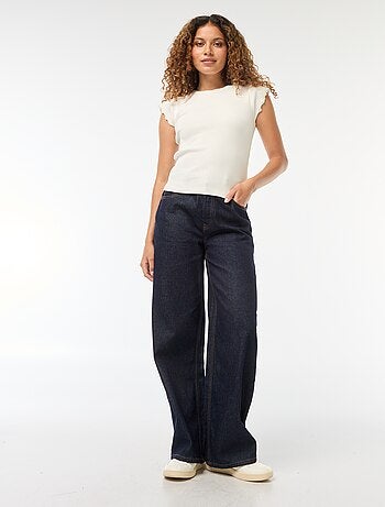 Jean large taille haute 5 poches