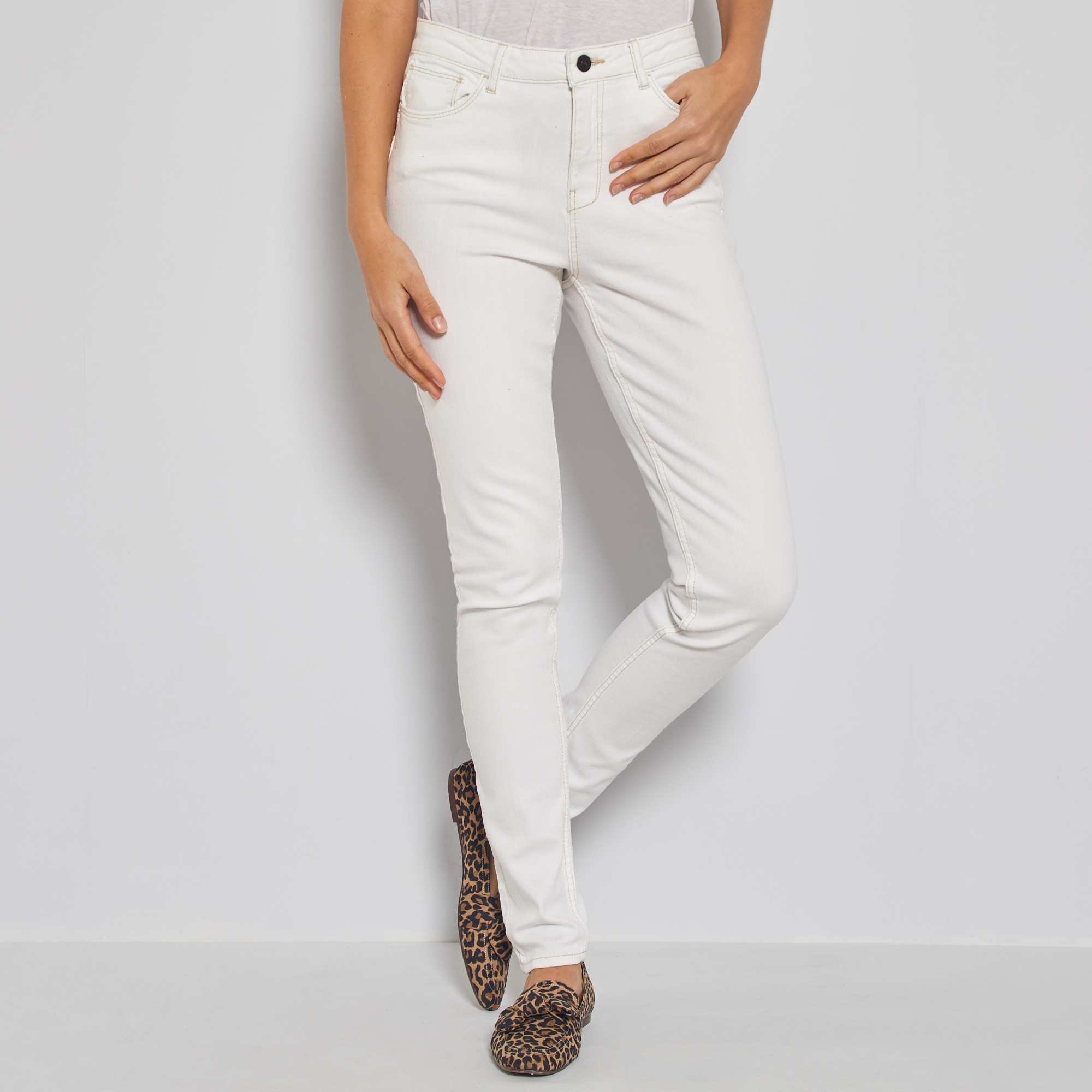 Jean Skinny Taille Haute Longueur Us Co Con U Femme Blanc Kiabi