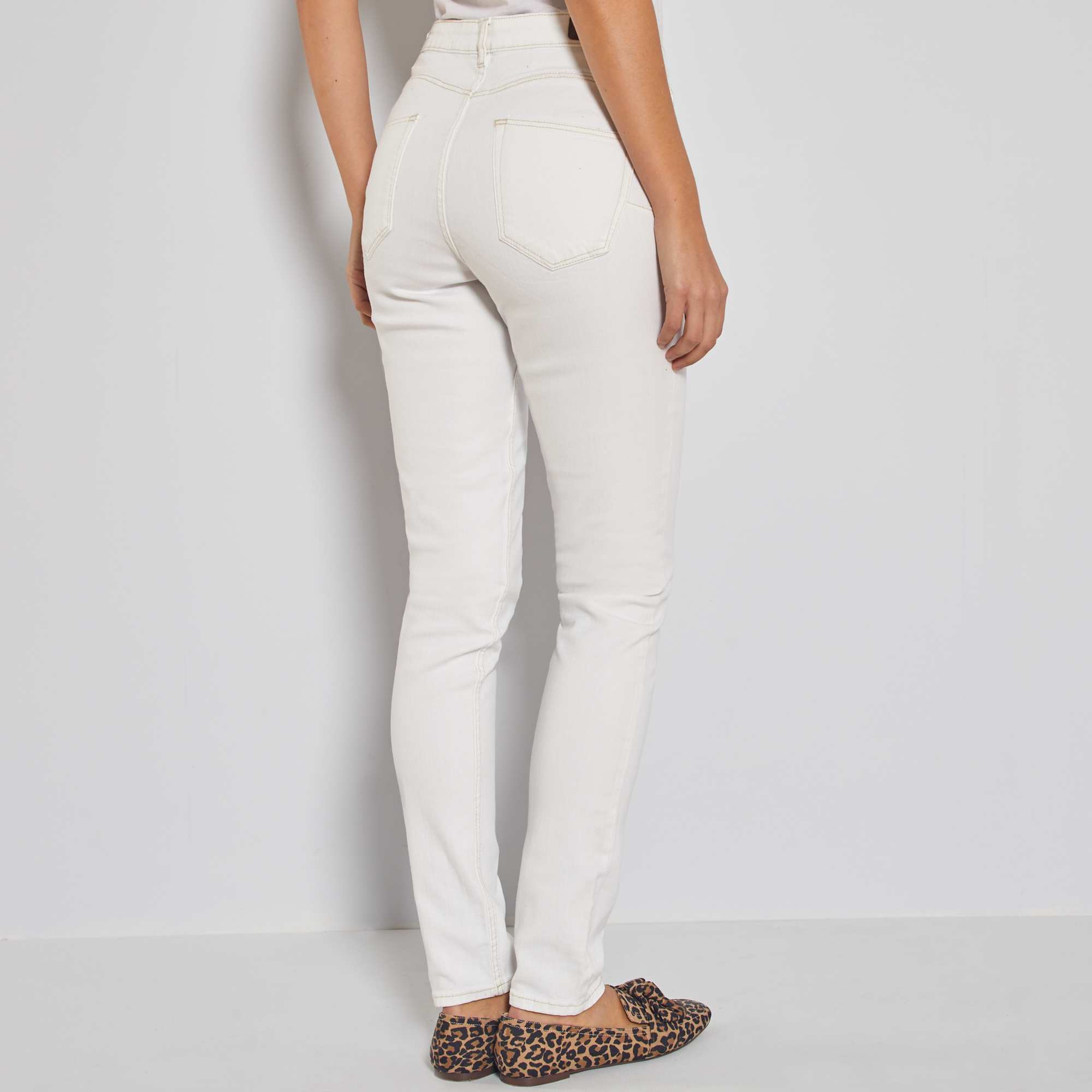 jean femme blanc taille haute
