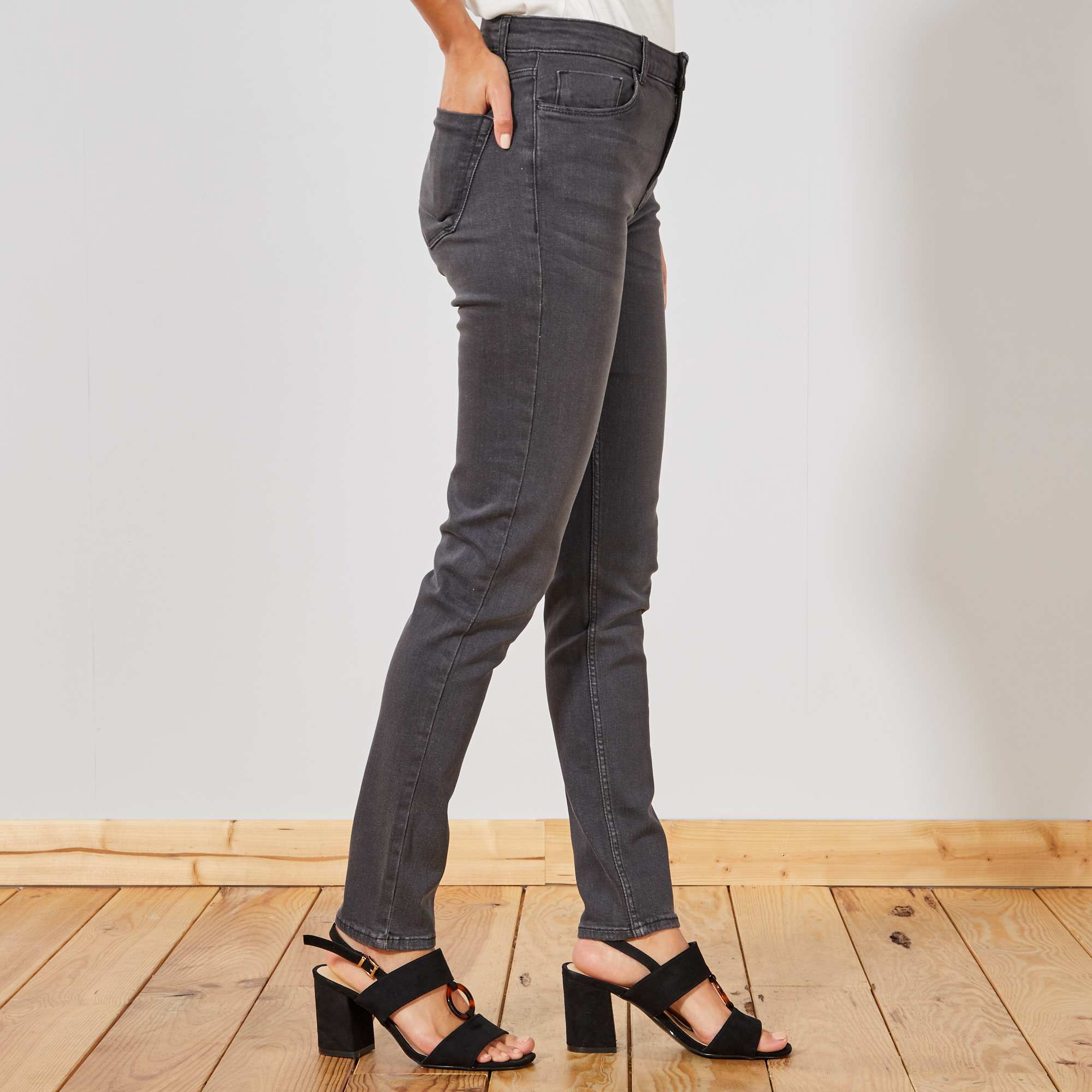 Jean slim taille haute - Longueur US 30 Femme - stone ...