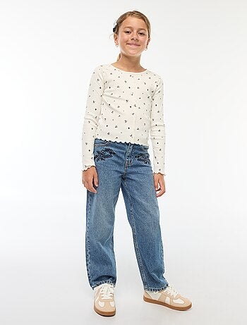 Jean straight avec broderies