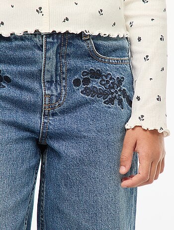 Jean straight avec broderies