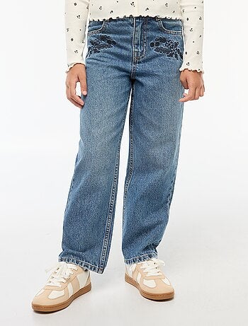Jean straight avec broderies