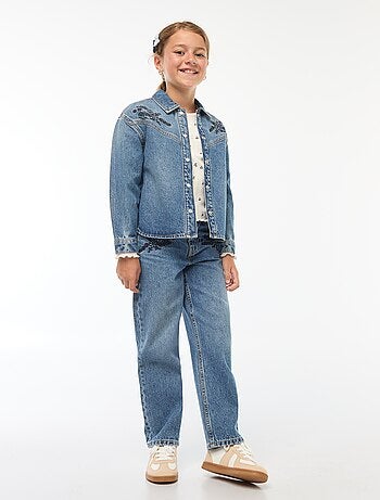 Jean straight avec broderies