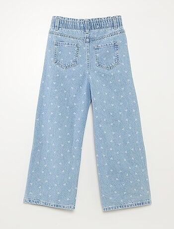 Jean wide leg avec broderies cœurs