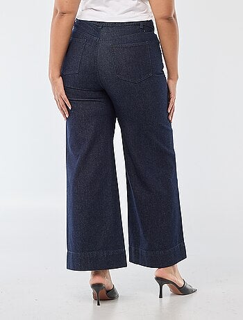 Jean wide leg taille haute avec plis devant
