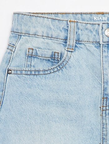 Jupe courte en denim unie coupe à cru