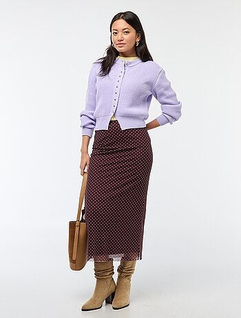 Jupe longue en mesh à pois