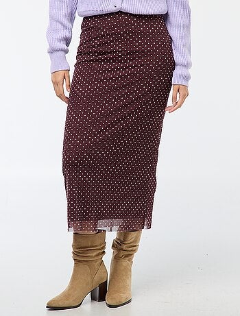 Jupe longue en mesh à pois