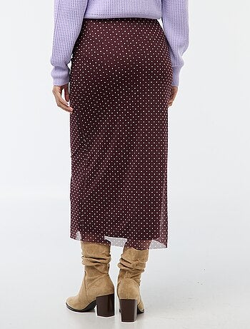 Jupe longue en mesh à pois
