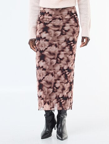 Jupe longue en mesh fleuris