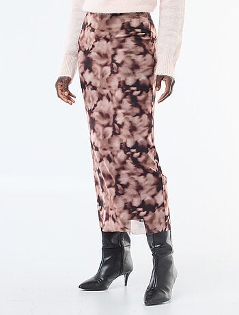 Jupe longue en mesh fleuris