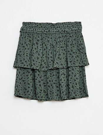 Jupe maille crêpe imprimée fleuri