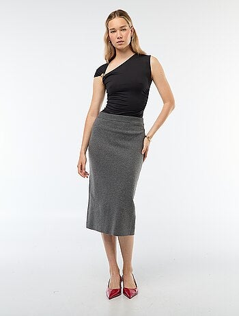 Jupe midi en tricot ottoman