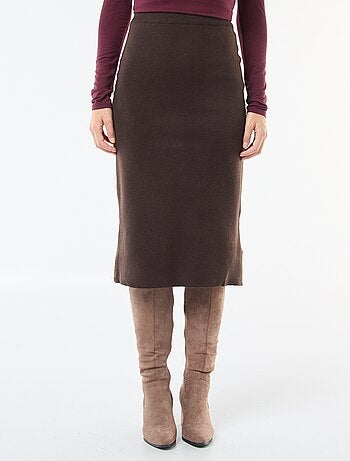 Jupe midi en tricot ottoman