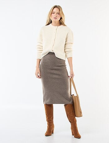 Jupe midi en tricot ottoman