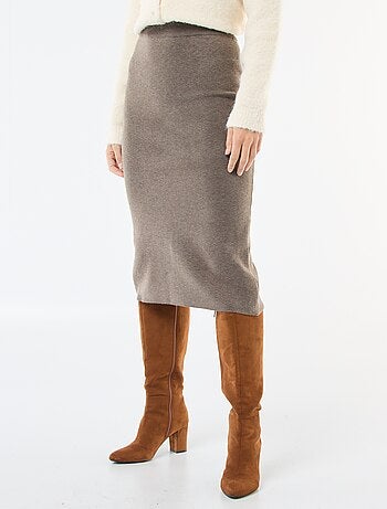 Jupe midi en tricot ottoman