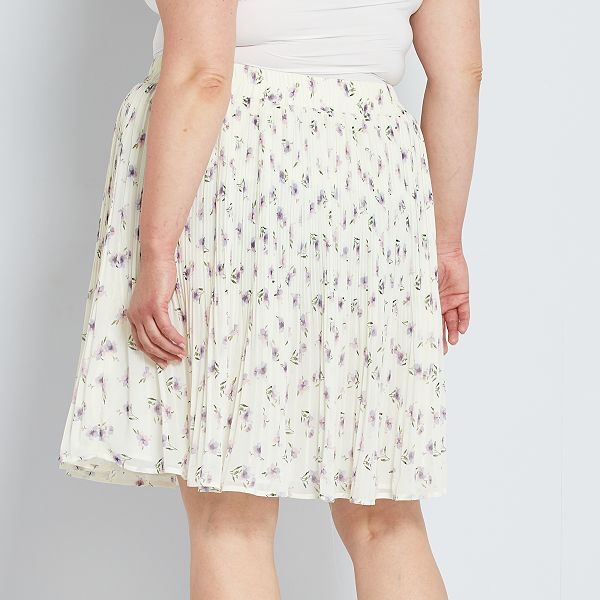 Jupe plissée Grande taille femme - blanc fleurs - Kiabi ...