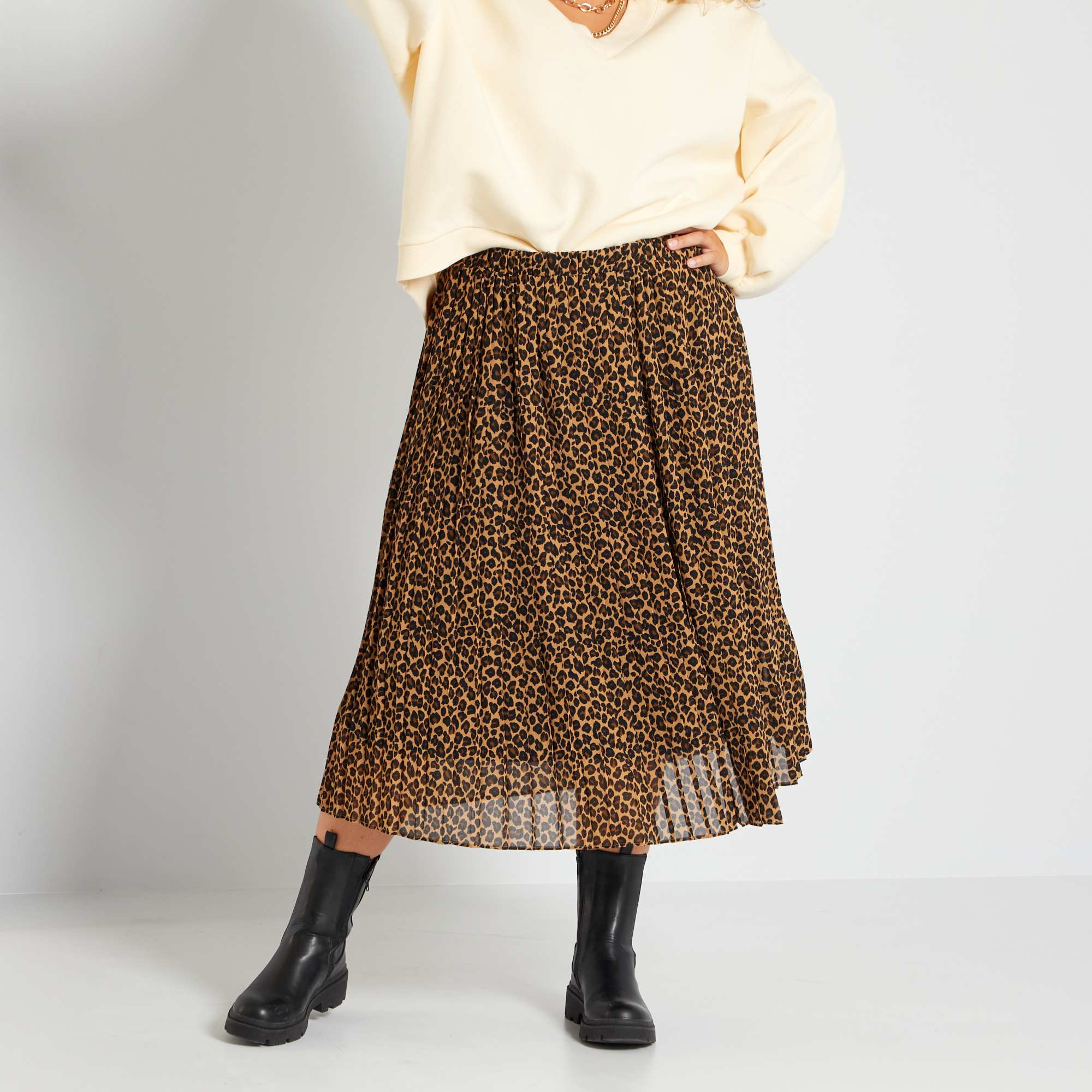 Jupe plissée Grande taille femme léopard Kiabi 20,00€
