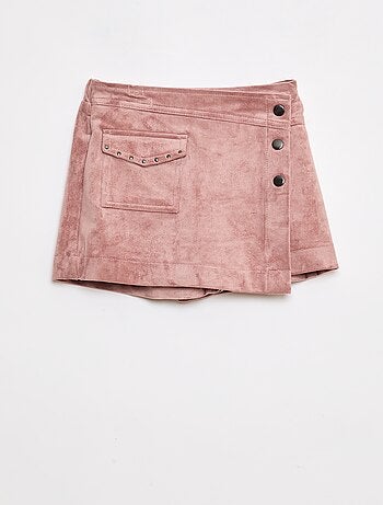Jupe short courte unie en suédine