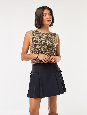 Jupe short plissée avec nœud