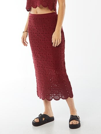 Jupe tube longue en macramé