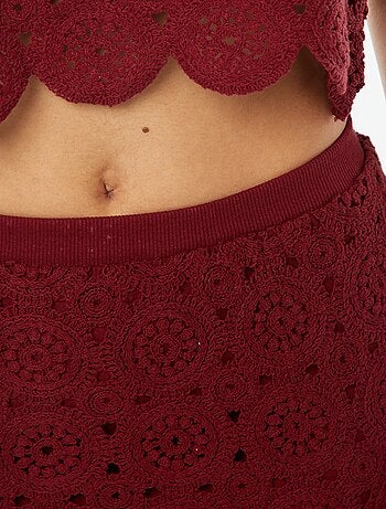 Jupe tube longue en macramé