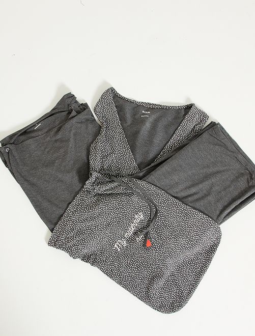 Kit grossesse t-shirt + gilet + pantalon                                                     gris à pois 
