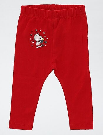 Legging de Noël imprimé 'Snoopy' en jersey coton uni