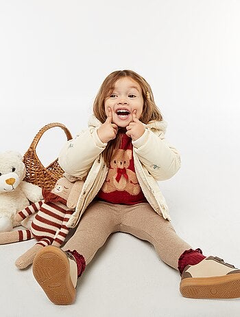 Legging tricot gratté en coton uni