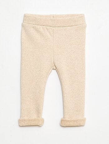Legging tricot gratté en coton uni