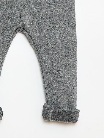 Legging tricot gratté en coton uni