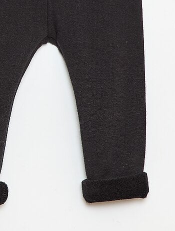 Legging tricot gratté en coton uni