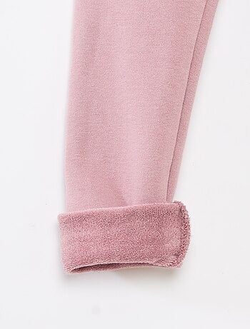 Legging tricot gratté en coton uni