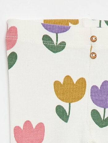 Leggings long côtelé à motif