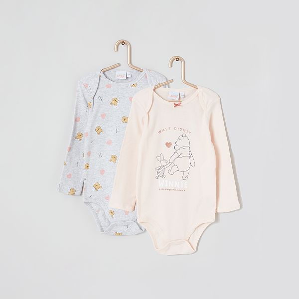 Lot 2 Bodies Winnie L Ourson Bebe Fille Rose Gris Winnie Kiabi 10 00