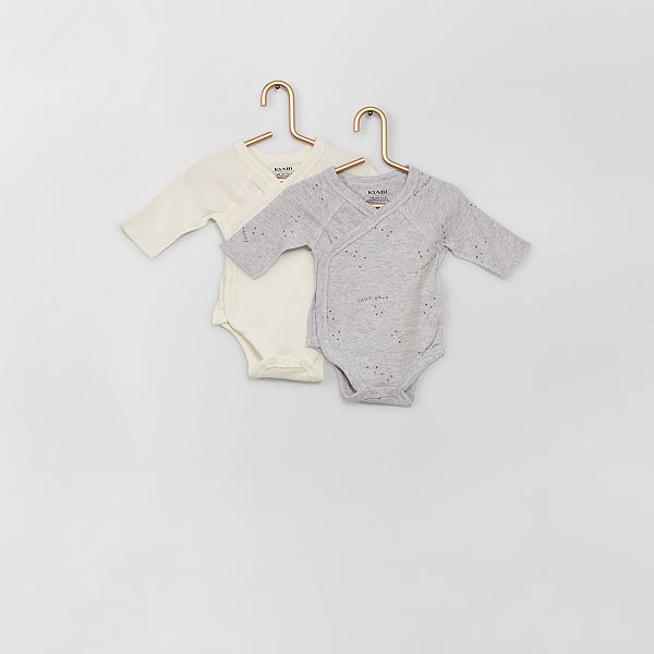 Lot De 2 Bodies Croises Bebe Fille Gris Kiabi 6 00