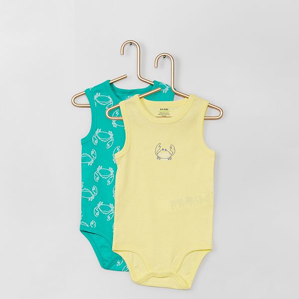 Lot De 2 Bodies Sans Manches Bebe Garcon Vert Kiabi 6 30
