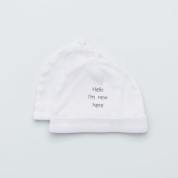 Lot De 2 Bonnets Eco Concus Bebe Garcon Gris Blanc Kiabi 4 00