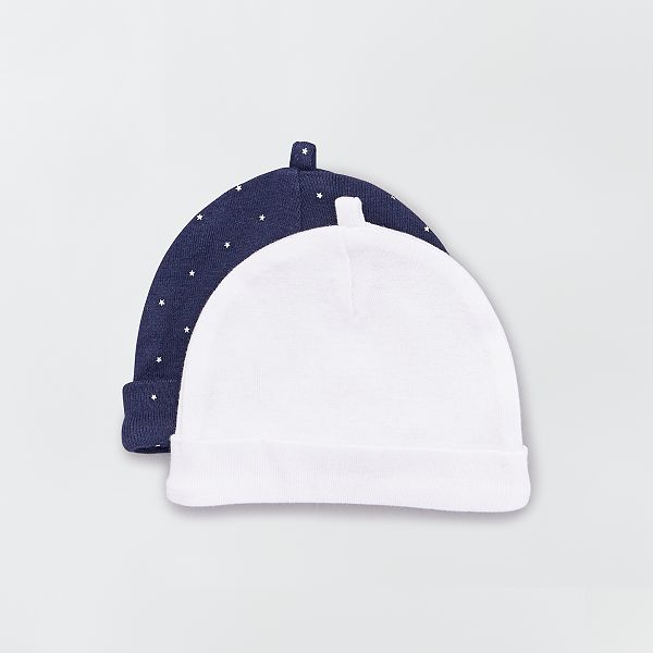 Lot De 2 Bonnets Eco Concus Bebe Garcon Marine Blanc Kiabi 4 00