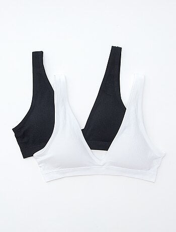 Lot de 2 brassières côtelées sans coutures