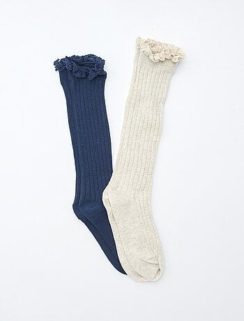 Lot de 2 chaussettes hautes en dentelle