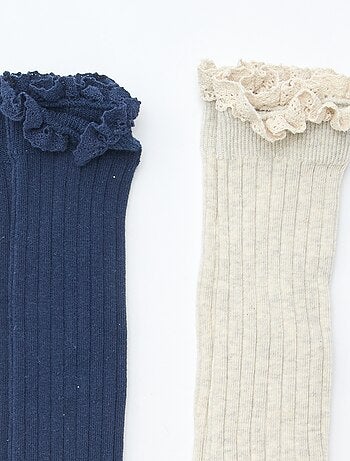 Lot de 2 chaussettes hautes en dentelle