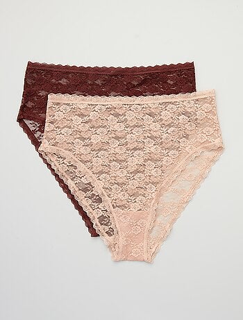 Lot de 2 culottes dentelle taille haute