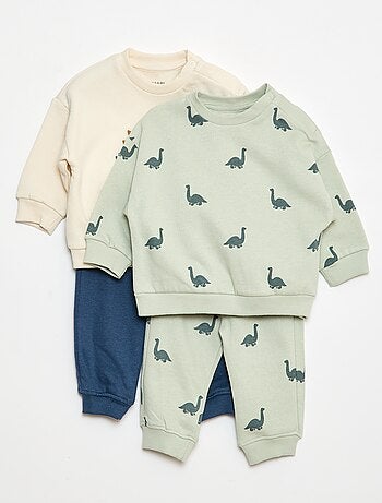 Lot de 2 ensembles pull + pantalon en coton